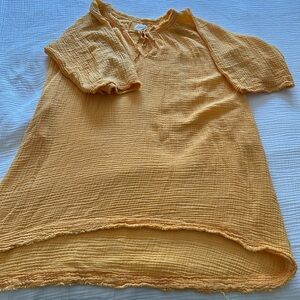 9seed Joshua tree mid-length caftan in lightweight gauze orange